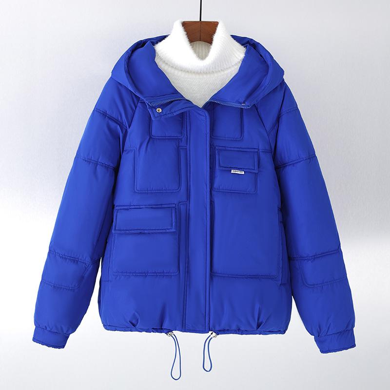 New Hooded Cotton Clothes Women's Loose Multi-pocket Cotton-padded Clothes Winter Bread Clothes Short Coat