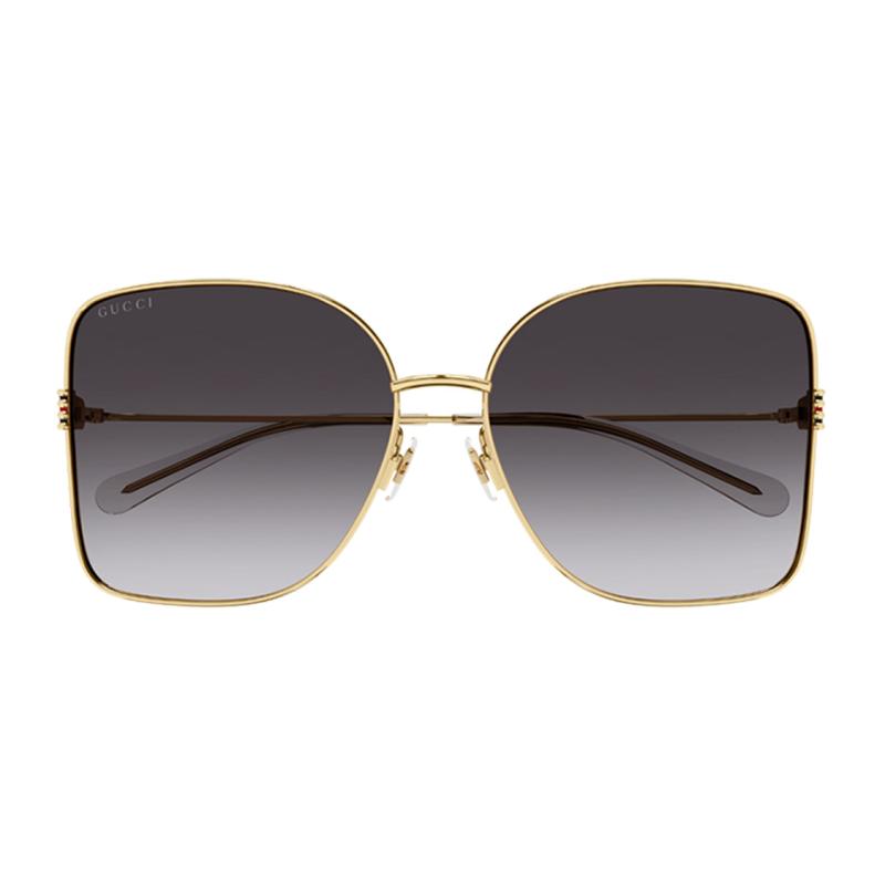 Gucci Lightweight Grey Lenses Alloy Frames Irregular Sunglasses Women's Gold