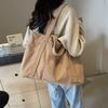 Large Capacity Canvas Tote Bag Solid Color Crossbody Bag Fashion Corduroy Shoulder Bag  Girls