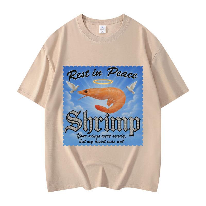 Rest In Peace Shrimp Funny Meme T-shirts Men Women Clothing Summer T-shirt Fashion Casual Short Sleeve T Shirts Streetwear Tops
