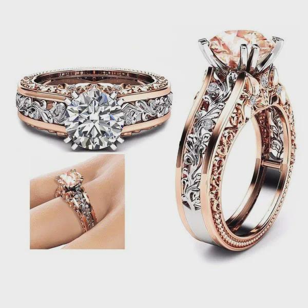 Hecheng 14k Rose Gold Zircon Women's Ring