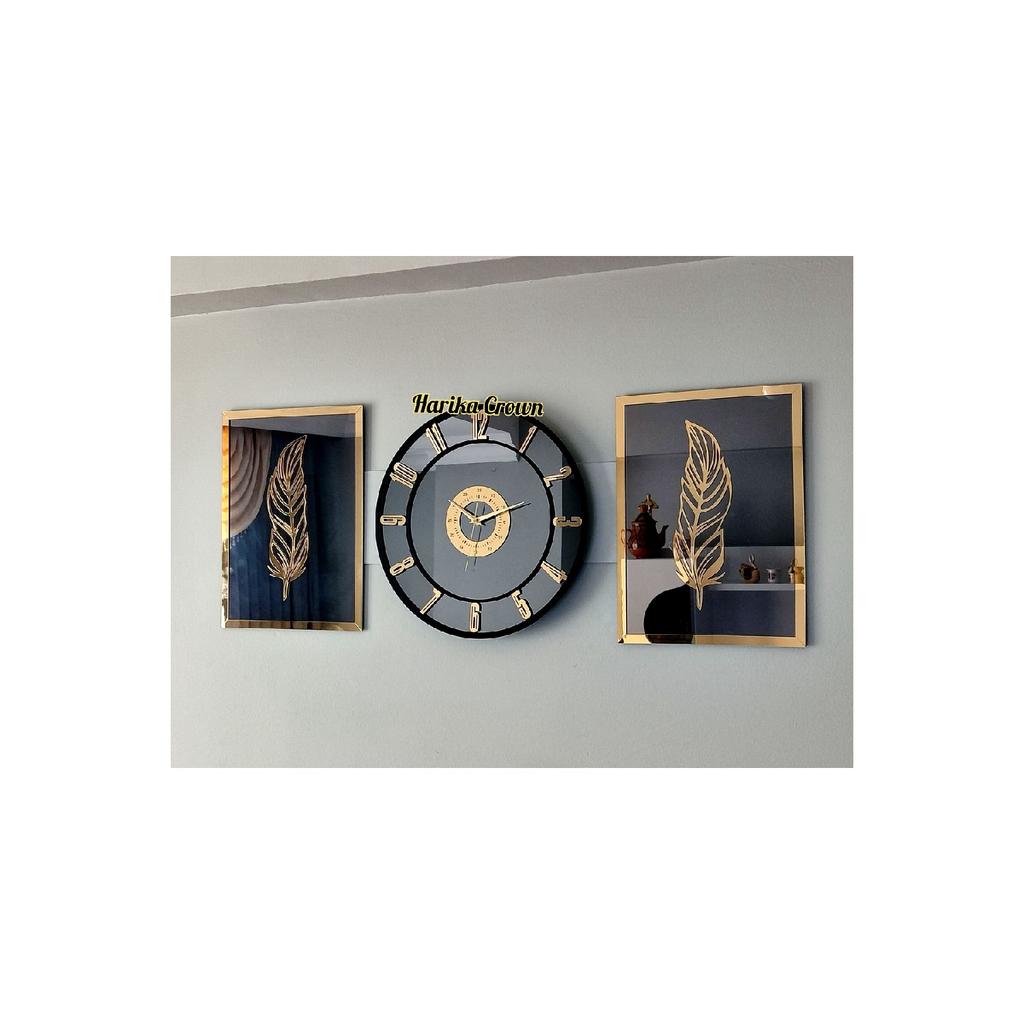 Verspiegeltes Modell 2 Federgemälde und Uhr-Set 40