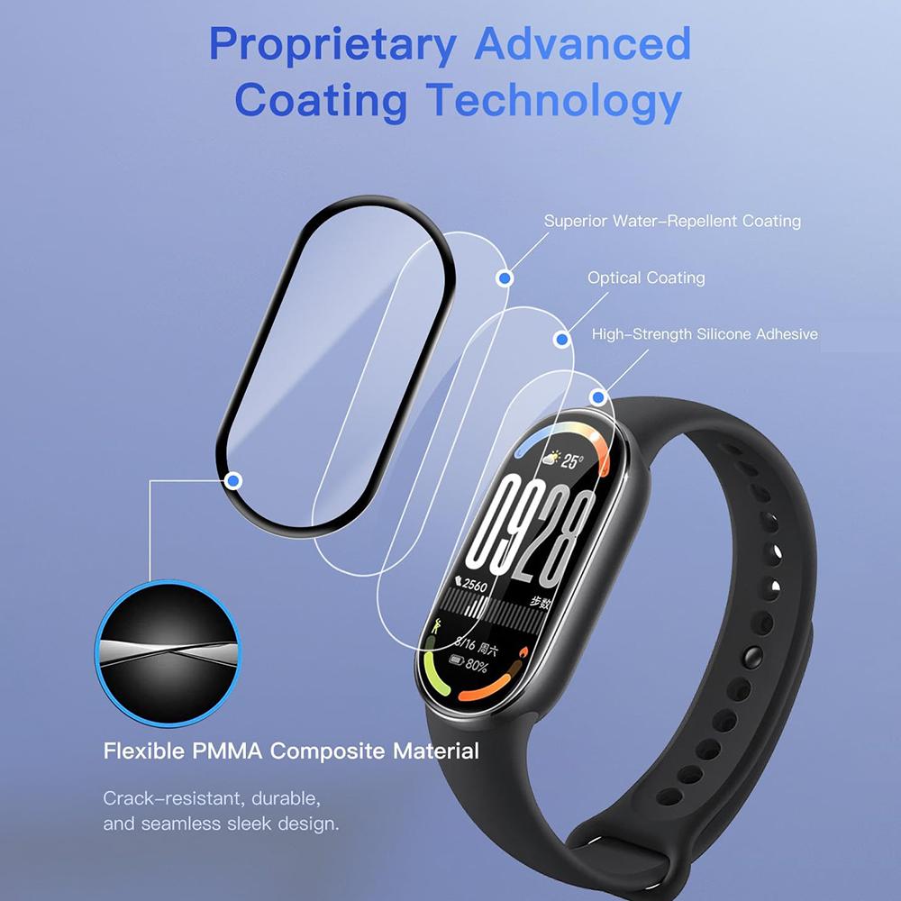 Smartwatch Screen Protectors for Xiaomi Miband 10 9Pro 8 9Active 3D Curved Flexible Anti-scratch Protective Films for Mi Band 10