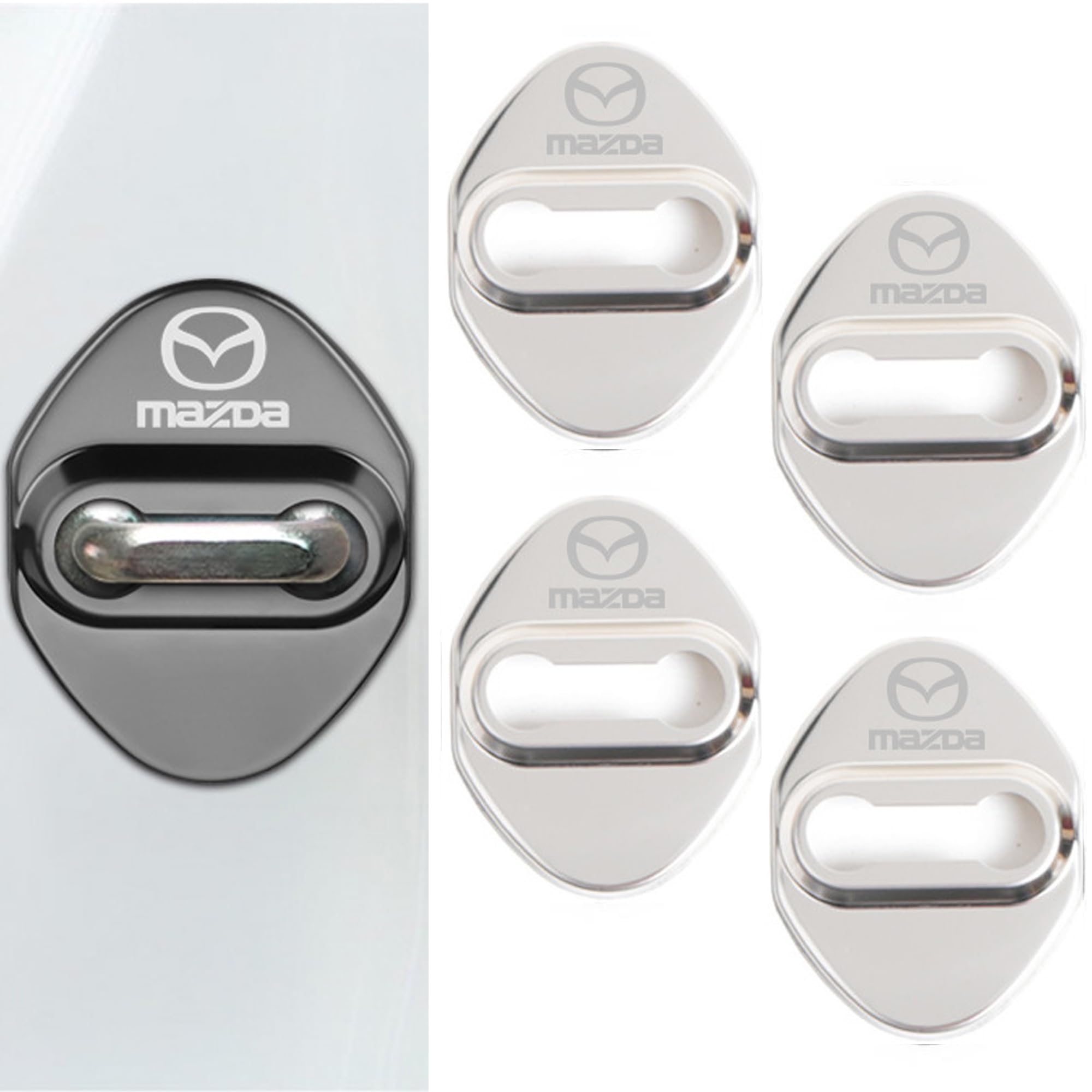 

BLOOPIC Accessories for Mazda M6/M3/M2/M5, Car Door Lock, Striker Cover, 304 Mirror Stainless Steel чёрный