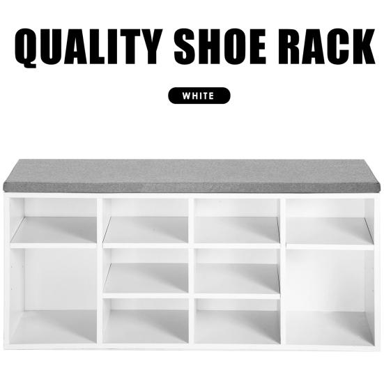 Modern Simple Chipboard Shoe Cabinet with Cushion Hallway Storage Shelf Rack