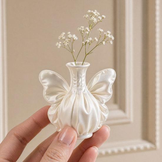 3D Printed Bow Vase, Satin Silk-Like Minimalist Flower Arrangement Holder, Nordic Style Decorative Vase for Coffee Table, Shelf Office Decor