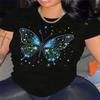 Maglietta estiva girocollo stampata, alla moda, casual, carina, a maniche corte, da donna, in puro cotone