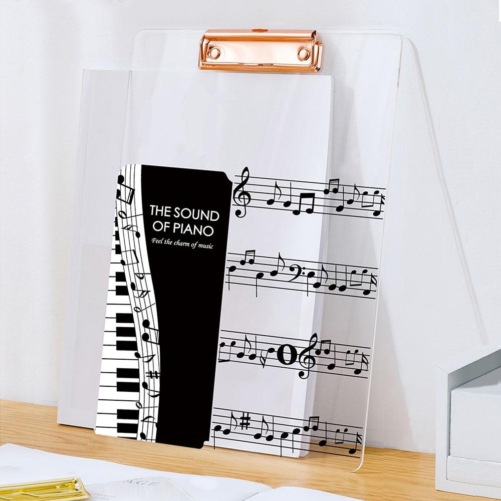 Transparent Paper Clip Board Music Theme A4  File Folder Document Holder  Document Storage Sheet Music