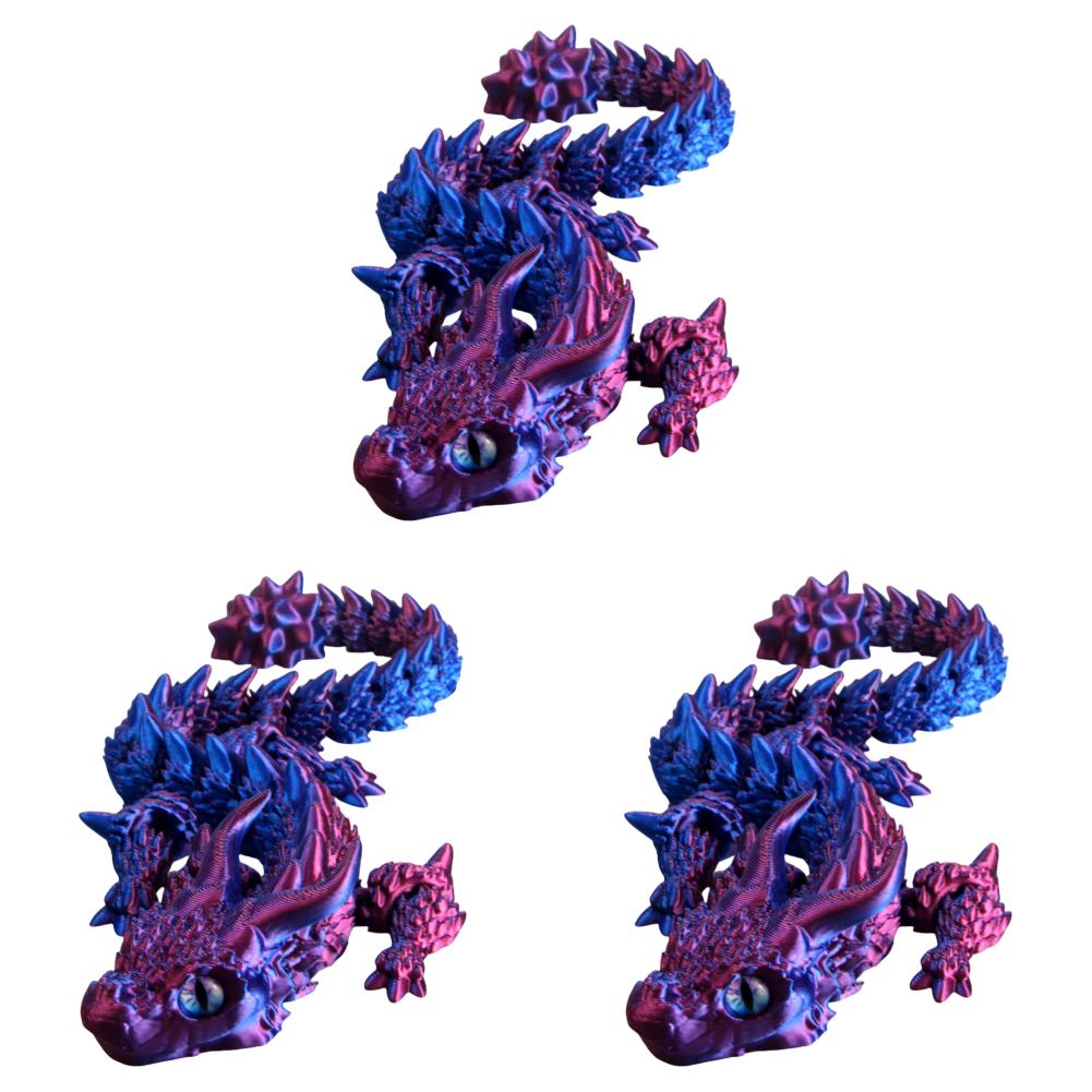 3D Printed Articulated Simulation Dragon Toy Poseable Dragon Ornament (Red)