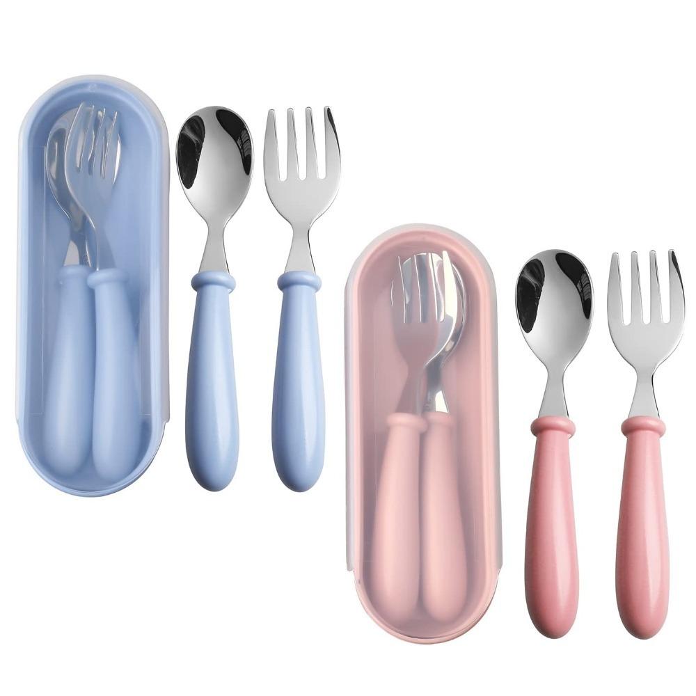 Toddler Utensils, Toddler Forks and Spoons Stainless Steel Baby Utensils Baby Silverware Set with Storage Box Safe Dining