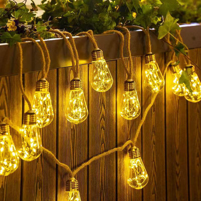Waterproof Solar Jute Rope Light: Copper Wire Garden Lamp for Outdoor Atmosphere