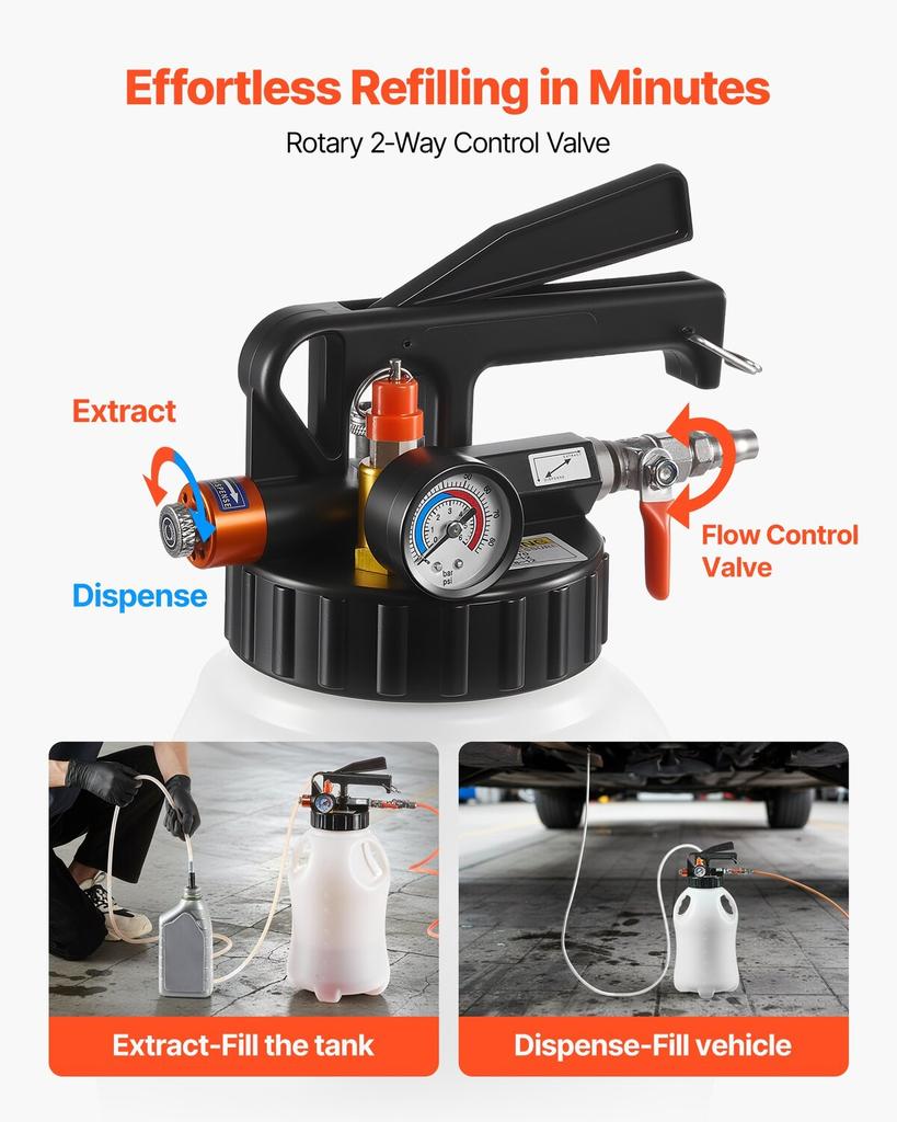 Transmission Fluid Pump, 8 L Capacity, Pneumatic Oil Fluid Extractor ATF Refill Dispenser Transfer Pump wit 15 ATF Adapters, Oil Extractor Dispenser