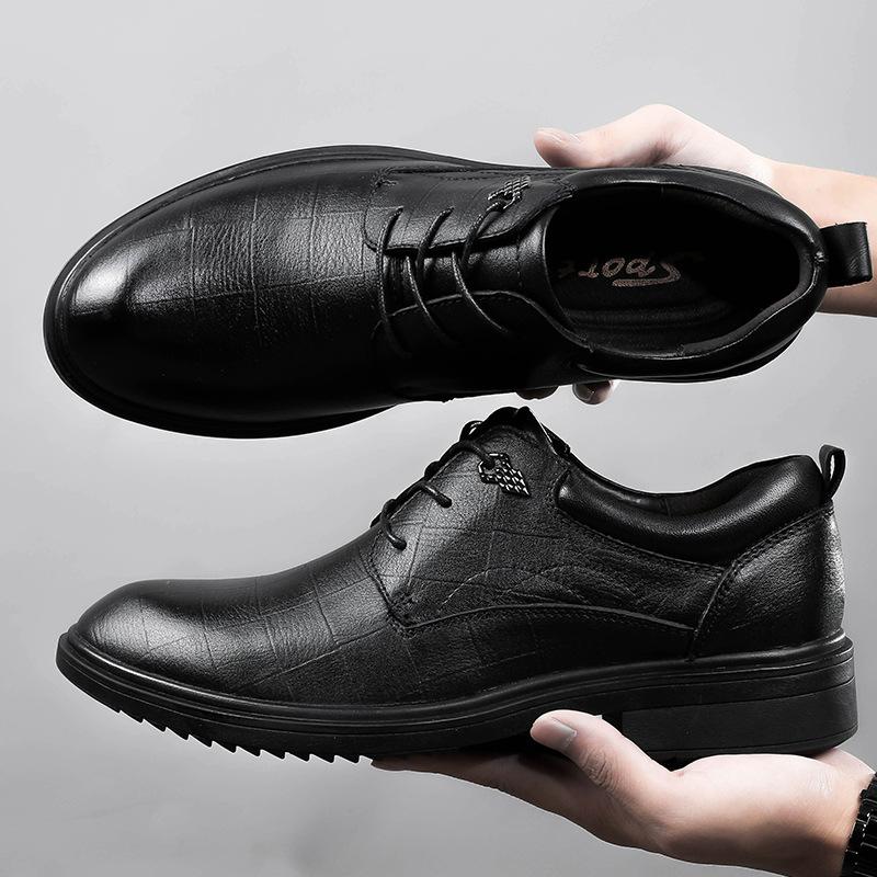 Leather shoes men's autumn and winter cowhide casual shoes British business shoes Flat men's shoes