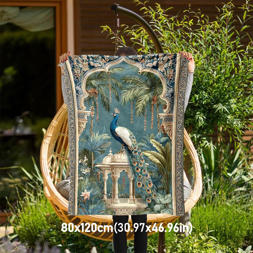 

1PC Peacock, GardenOutdoor Flannel Blanket - Soft Plush Decor for Picnics, camping, Bedroom, Playroom, Office, or Lunch Break 1313A 80x120cm(31x47inch)