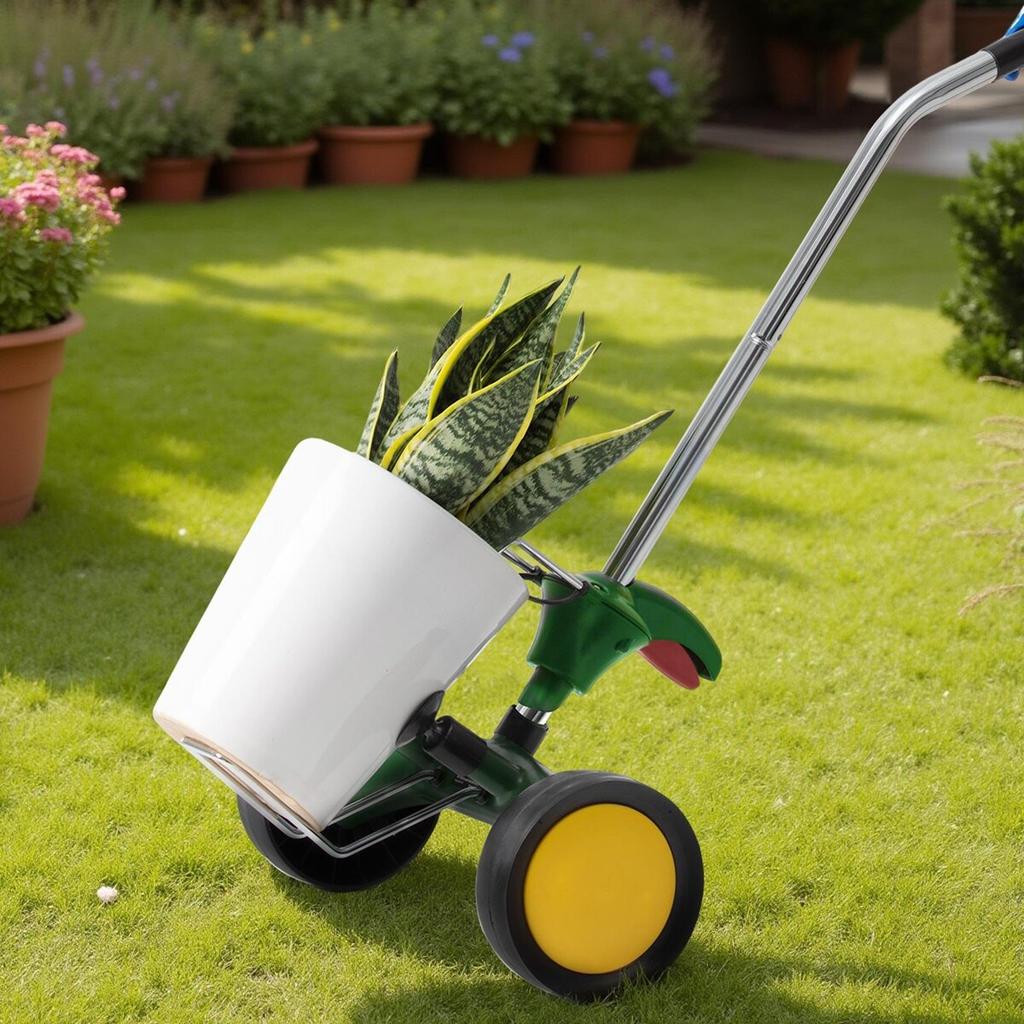 Gartentopf-Mover, Robuster Pflanzen-Dolly-Wagen mit verstellbarem Greifarm, Maximale Tragfähigkeit 65 kg, Topfpflanzen-Mover-Dolly mit Saugnapf und