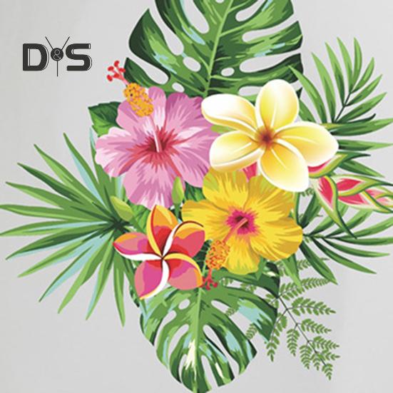 Toilettenaufkleber mit tropischen Blättern und Blumen, abnehmbar, selbstklebend, wasserdicht, PVC, Wanddekoration für Wohnzimmer und Badezimmer, Blumenmotiv, Toilettendeckel, Dekoration