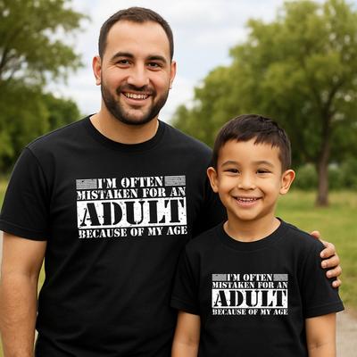 Ich werde oft für einen Erwachsenen gehalten Bedrucktes T-Shirt Lustiger Slogan Reines Baumwoll-T-Shirt Top