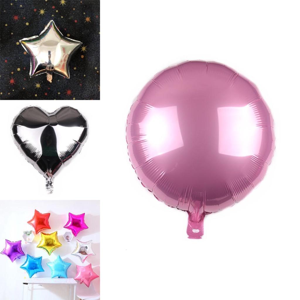 Solid Colour 18" Foil Balloons Heart Star Round Shape For Wedding Birthday Party