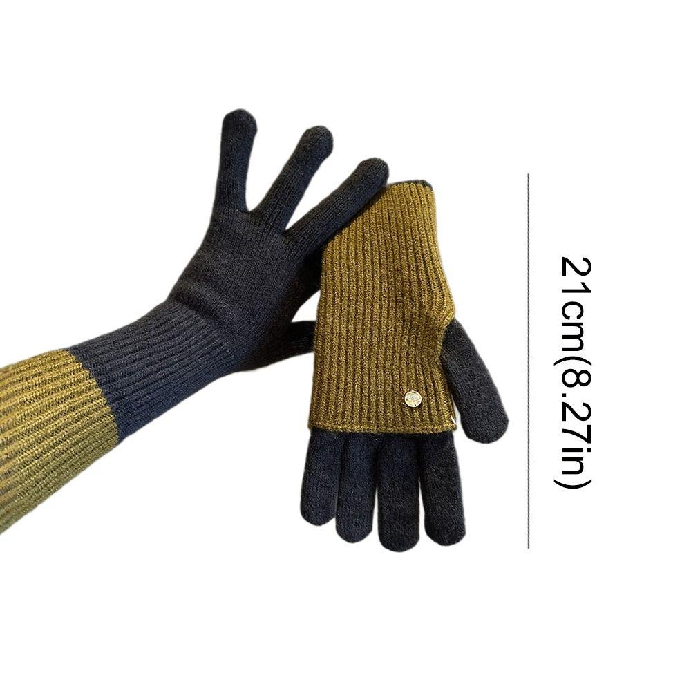 Thickened Five Finger Gloves Cold-proof Wool Knitted Fashion Mittens Men Women