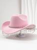 Cross-border Popular Women's Unique Sweet Top Hat Square Point Diamond Hat Chain with Rhinestone Tassel Suitable for Music Parties