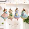 Vintage Style Angel Doll Hanging Ornaments Set of Four Handmade Resin Figurines with Decorative Details for Holiday and Home Display