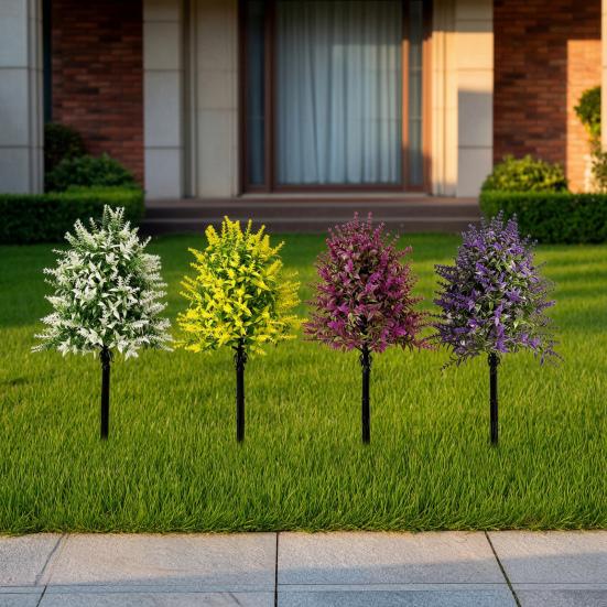 Artificial Lavender Topiary Ball Tree UV Resistant Fake Lavender Shrub Bushes with Stake Realistic Fake Plants for Home Wedding Patio