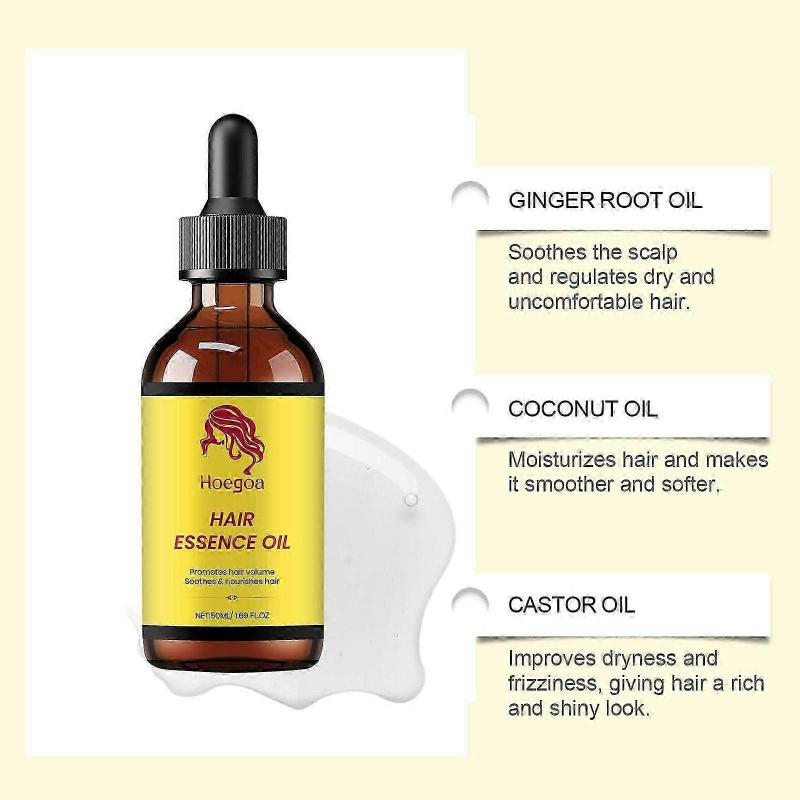 Natural Hair Essence Oil Promotes Hair Growth, Nourishes & Repairs Dry Damaged Frizzy Hair, Strengthens Hair Follicles, for Men & Women, 60ml