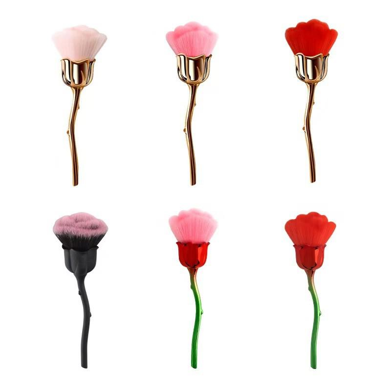 Rose Large Powder & Makeup Brush Set: Nail Art, Dust, Blush, Contour & Eyeshadow Brushes