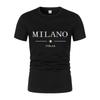 2024 Summer Fashion Milan Letter Print Men's Short Sleeve T-Shirt Casual Loose Quick-Drying Harajuku Street Jogging Sports Top