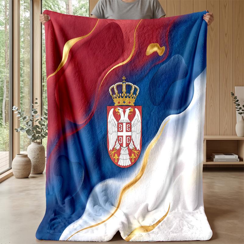 Coperta in Flanella Stampata Serbia Amica della Pelle Calda Decorativa Plaid per Divano Letto Interno Uso Quotidiano