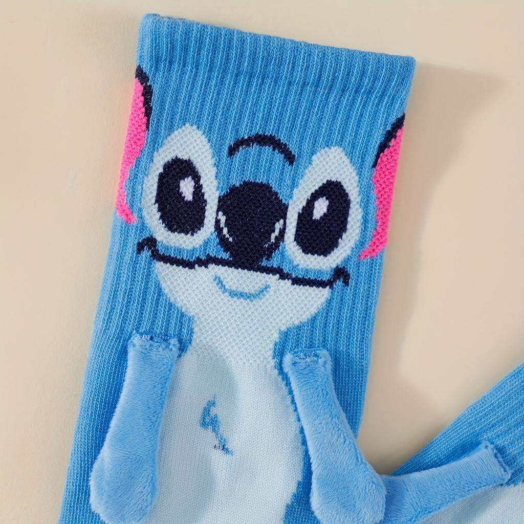 Stitch Magnet Hand In Hand Sock Cartoon Fun Fashion Soft Comfortable Creative Adults Children Christmas Stocking Toy Gift