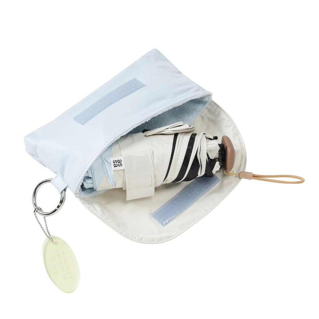 Francfranc Folding Light Blue and Rain with and Absorbent Pouch Umbrella, 50cm, (Sun Umbrella), Light-Blocking