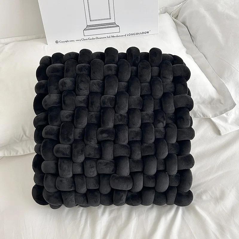 Aesthetic Knot Plush Cushion Nordic Square Stuffed Pillow Sofa Decorative Plush Pillow Floor Windowsill Weaven Cushion Decor