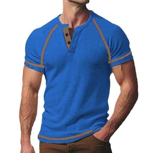 Solid Color Houlder Short Sleeve Men's T-shirt