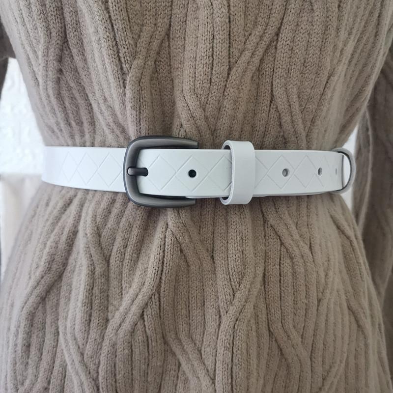 Simple Waist Belt With Lingge Design And Alloy Buckle For Casual And Attire Work