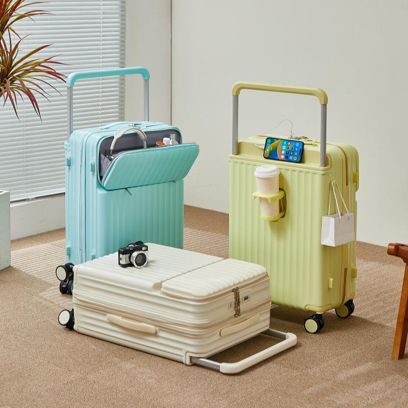 24-inch Women's Wide Drawbar Front-Open Multifunctional Suitcase & 20-inch Men's Durable Travel Case