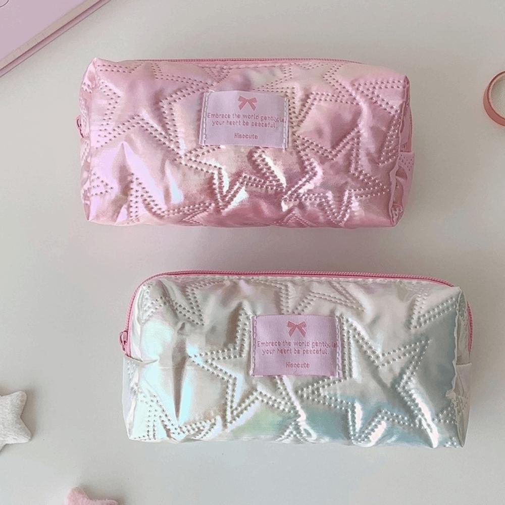 Glossy Star Stationery Bag Korean Style Makeup Bag Sweet Pencil Pouch Kids Children
