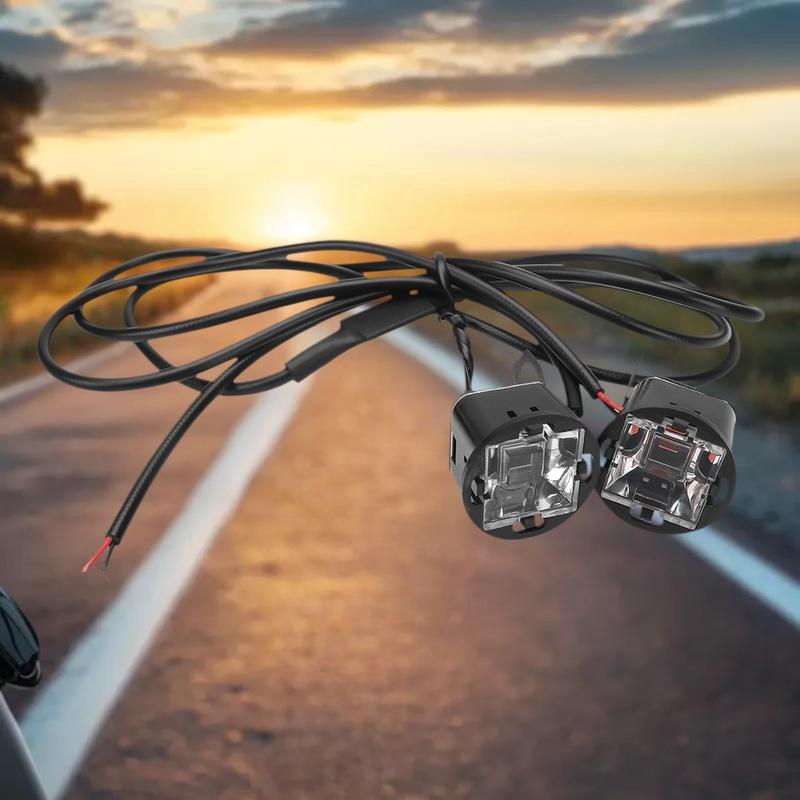2Pcs Duol Color Led Spotlight Motorcycle Led Mirror Light Warning Flashing Light Running Light For Utv Atv Red Blue 12V