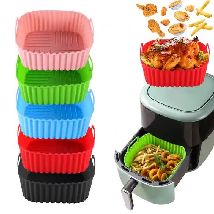 Teglia in Silicone per Friggitrice ad Aria, per Uso Alimentare, Antiaderente, Resistente alle Alte Temperature, Facile da Pulire