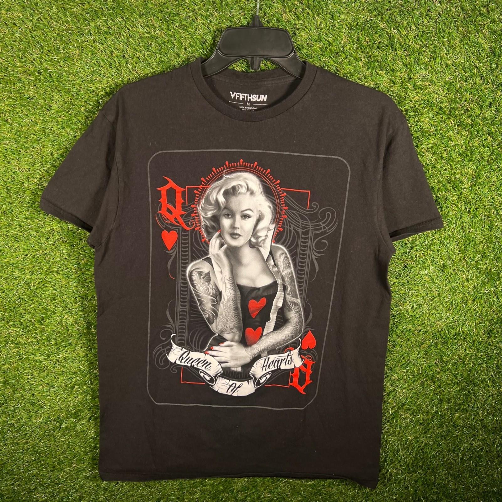 Fifth Sun Marilyn Monroe Queen of Hearts Graphic T-Shirt Mens Medium Black 3998 XL