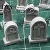 Spooky Graveyard Terrain 14 Pcs Mini Tombstone Model, 3D Printed Miniature Cemetery Gravestone Scenery Scene Layout Accessories Props for Tabletop