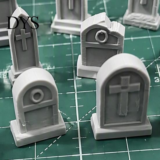 Spooky Graveyard Terrain 14 Pcs Mini Tombstone Model, 3D Printed Miniature Cemetery Gravestone Scenery Scene Layout Accessories Props for Tabletop