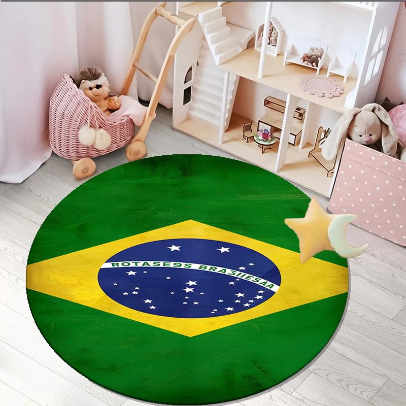 1PC round rug Brazil Artwork Printed Round Area Rug ,Rug For Home Office, Round Chair Rug, Decorative Carpet Fan gifts Christmas gift