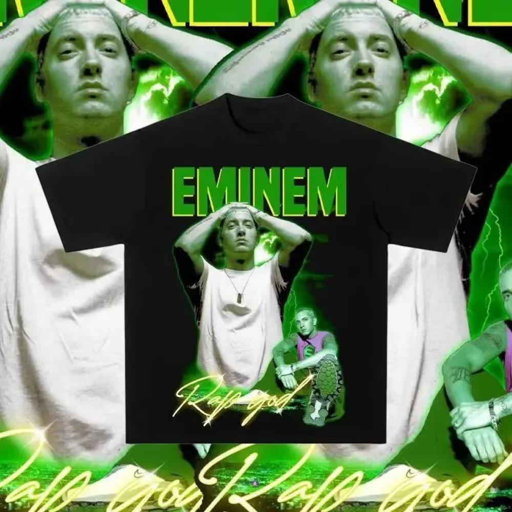 Rapper Eminem Print T-Shirt Herren Damen T-Shirt Trend Hip Hop Rock Übergroßes Kurzarm-Tee Sommer Baumwoll-T-Shirts Kleidung Oberteile
