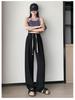 Plus Size Coffee Ice Silk Suit Pants - Women's Summer Elastic Waist Chiffon Wide Leg Petite Pants