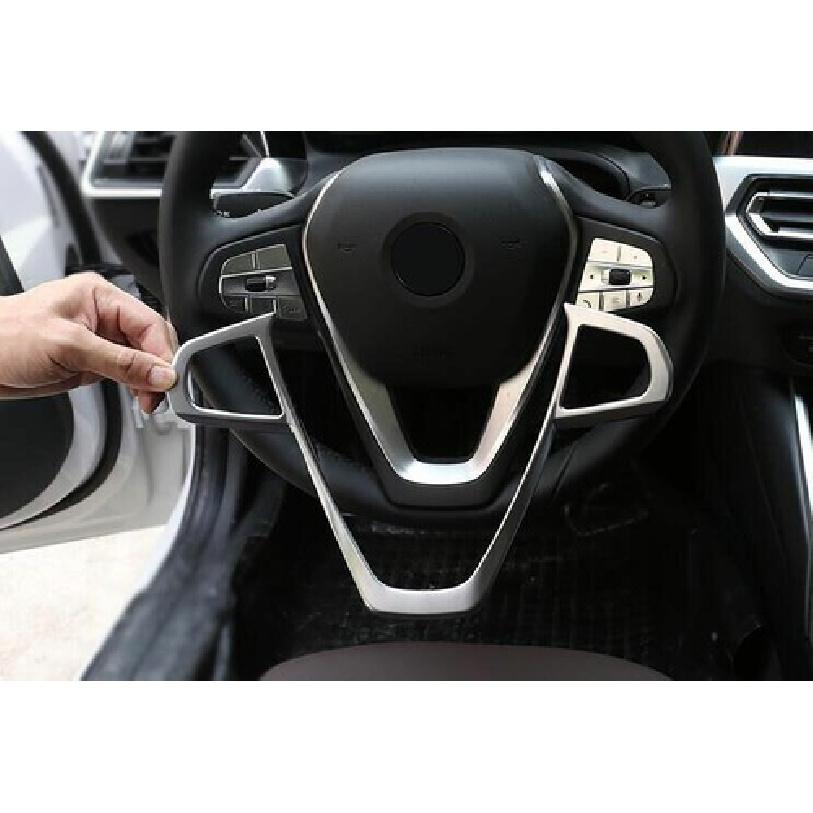 For BMW 5 Series G30 - ABS Silver Front Steering Wheel Frame Cover Trim