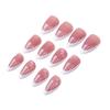 24-Piece Set: French White Floral Almond Press-On Nails with Detachable Tips