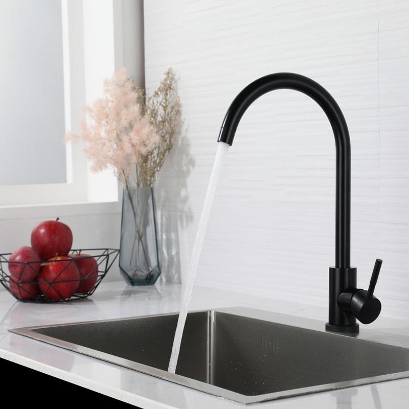 

Brushed Gold 304 Stainless Steel Kitchen Sink Faucet Black/Nickel Single Hole Kitchen Hot And Cold Mixed Water Sink Faucet чёрный