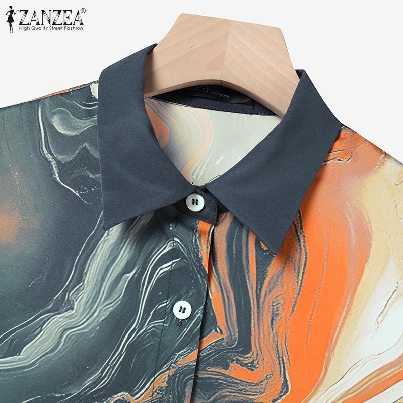 ZANZEA Women Print Shirts and Pants Casual Two Piece Suit Sets