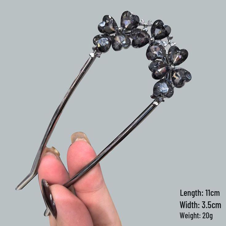 Épingle à cheveux vintage en forme de U avec pompon paon pour femmes - Épingle à chignon nacrée pour Cheongsam et Hanfu